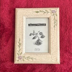 Shabby Chic  Cream Crackle Frame with Hand-Painted Roses
